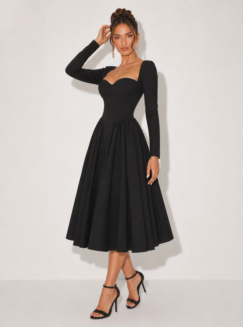 Zephrina Celestine sweetheart knit midi dress in red