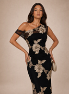 Zephrina Belviane one-shoulder embroidered maxi dress