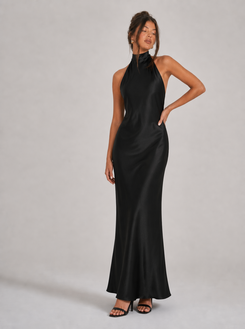 Zephrina Satin Halter Maxi Dress