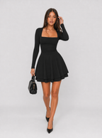 Tatiana Square-Neck Skater Mini Dress
