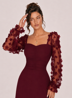 Zephrina Orlaith floral applique maxi dress in burgundy