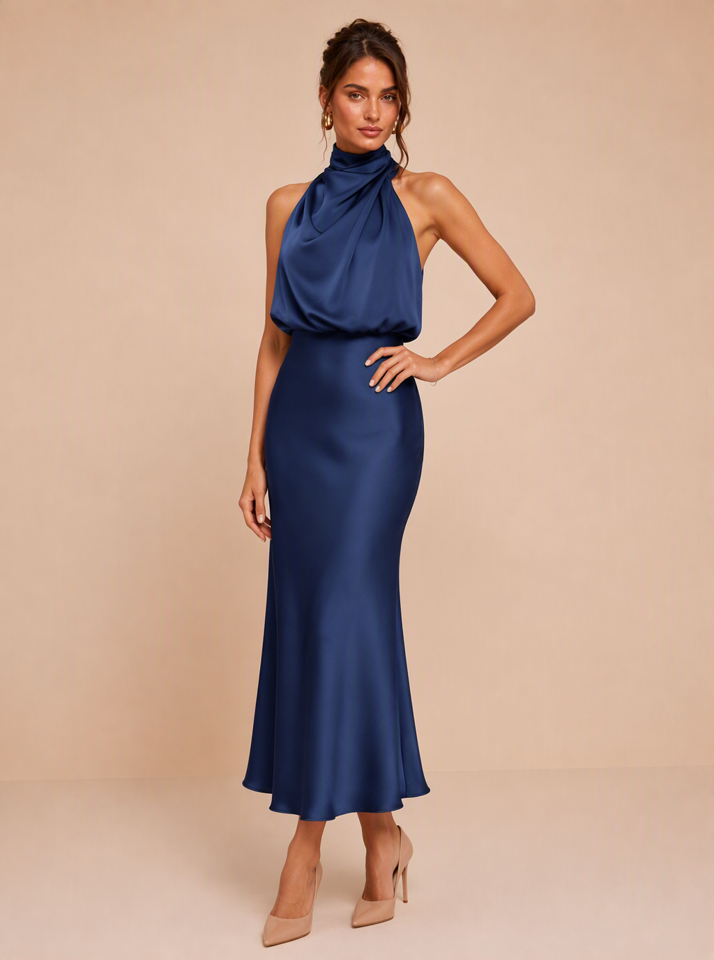 Zephrina Ismeria draped satin midi dress