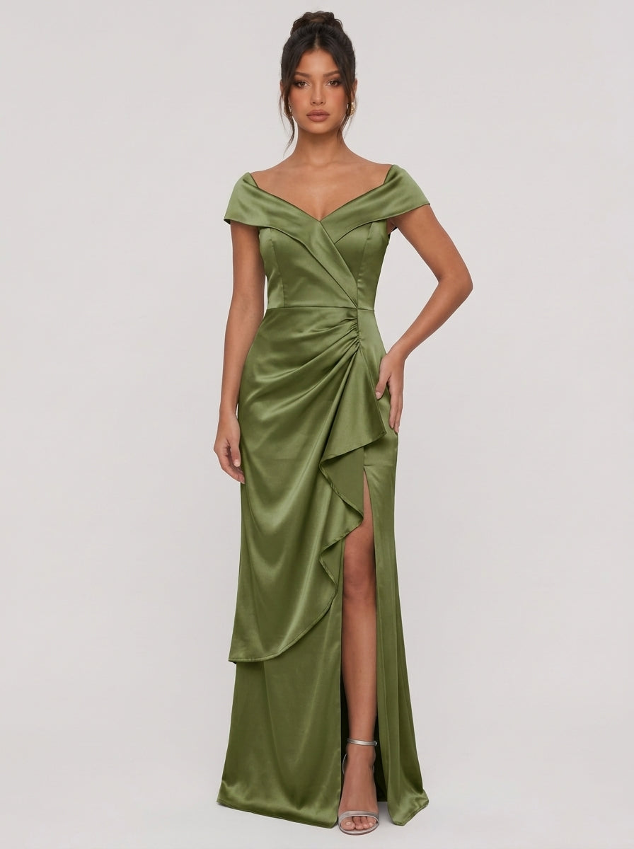 Zephrina Honora ruched satin maxi dress