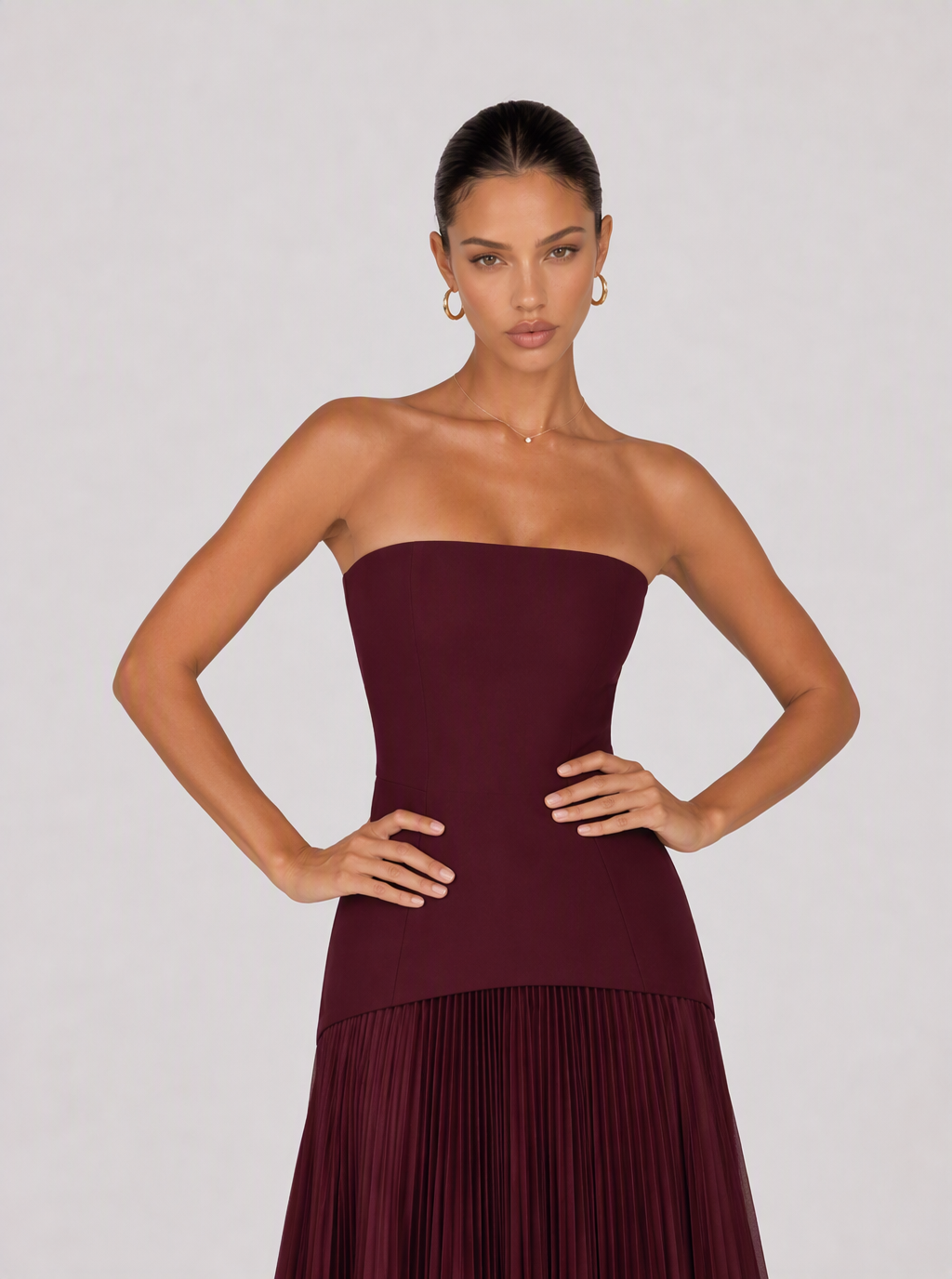 Zephrina Marnelle rosette pleated maxi dress