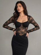 Zephrina Thomasina lace bodice maxi dress in black