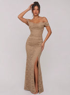 Zephrina Annelise off-shoulder lace maxi dress in white