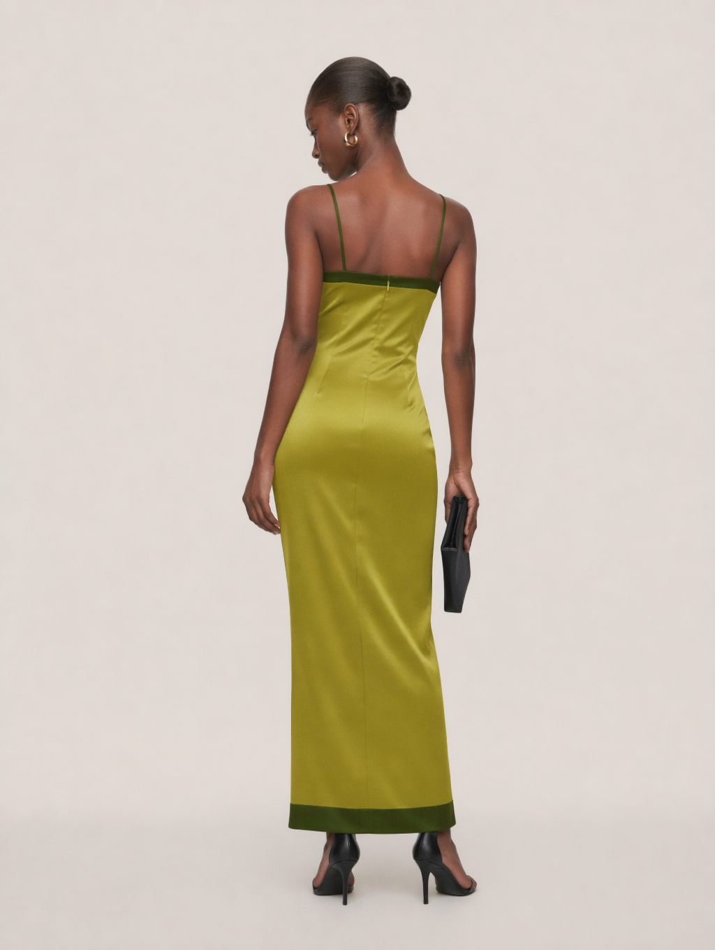 Acetate Color-Block Camisole Maxi Dress