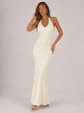 Zephrina Nolana halter knit maxi dress in yellow