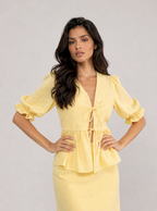Zephrina Sorelle tie-front skirt set in yellow