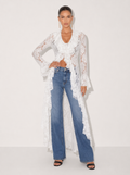 Zephrina Quintessa lace ruffle duster cardigan in white