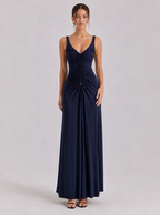 Zephrina Seraphina ruched v-neck maxi dress in navy