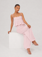 Zephrina lace-trim resort set in pink