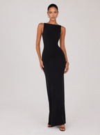 Zephrina Ulrika minimal knit maxi dress in black