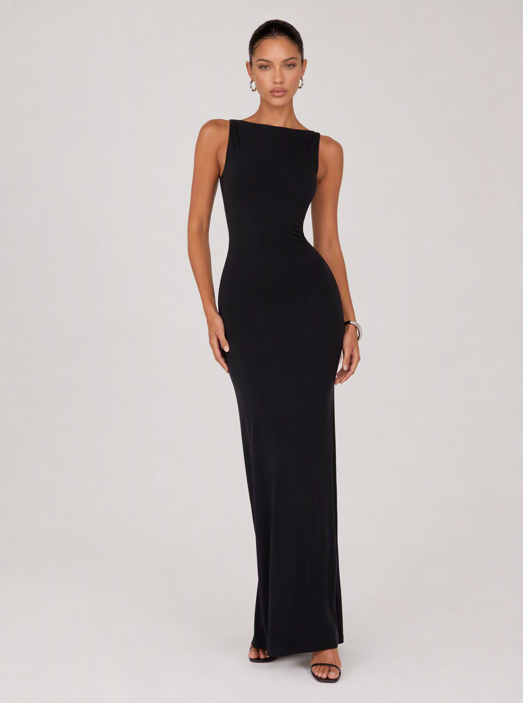 Zephrina Ulrika minimal knit maxi dress in black