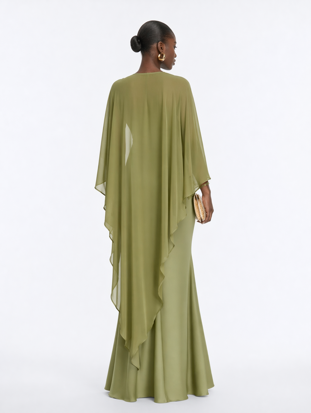 2-in-1 Cape Overlay Mermaid Maxi Dress