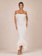 Zephrina Georgina ruffle-trim mermaid midi dress in white