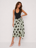 Zephrina Linnea tie-waist midi skirt in khaki