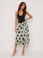 Zephrina Linnea tie-waist midi skirt in khaki