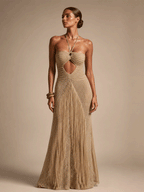 Tessa Fringe Häkel-Maxikleid