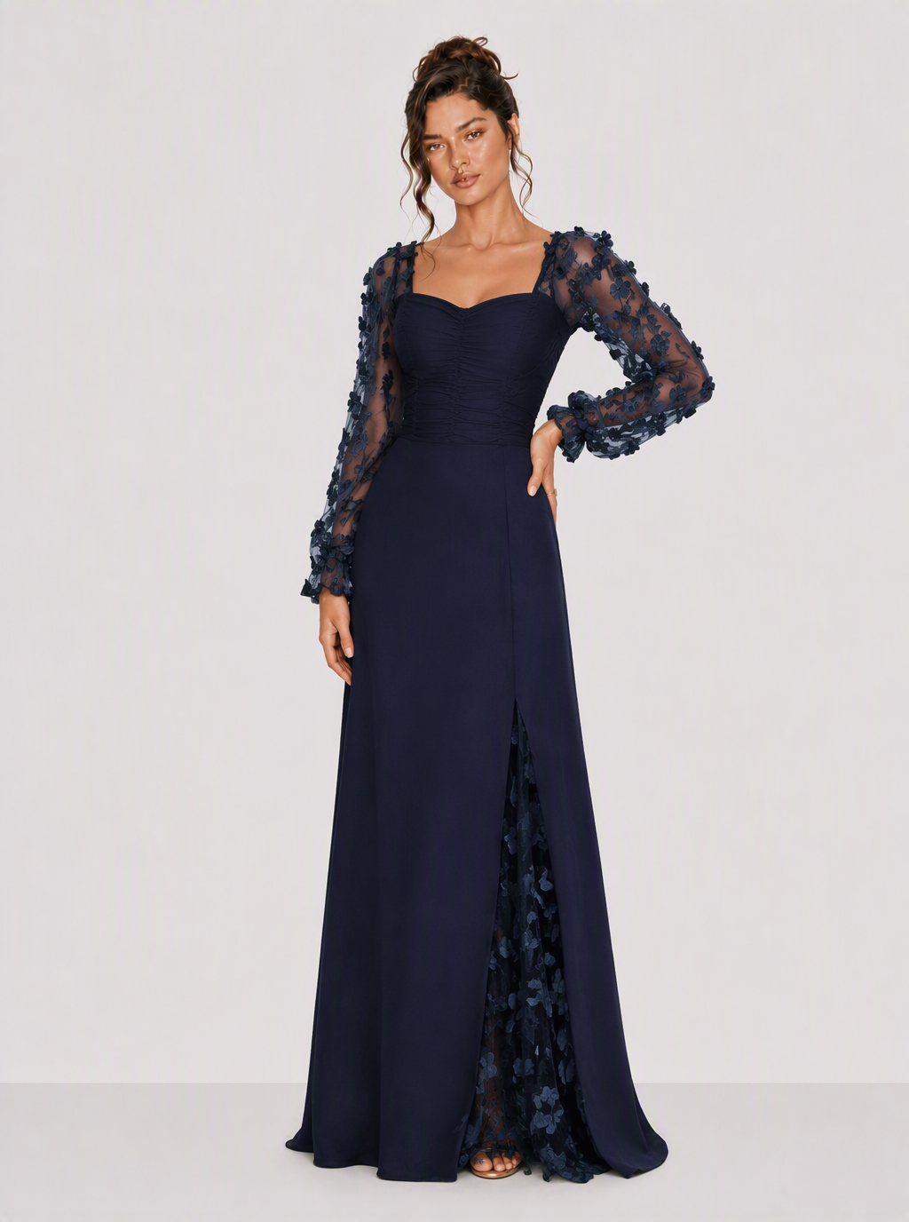 Zephrina Orlaith floral applique maxi dress in burgundy