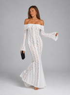 Zephrina Cosima lace mermaid maxi dress in white