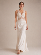 Zephrina Rhiannon lace satin maxi dress in white