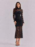 Zephrina Theodelinda high-neck lace midi dress in black