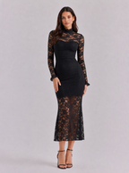 Zephrina Theodelinda high-neck lace midi dress in black