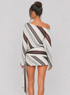 Zephrina Ilaria striped one-shoulder mini dress in blue