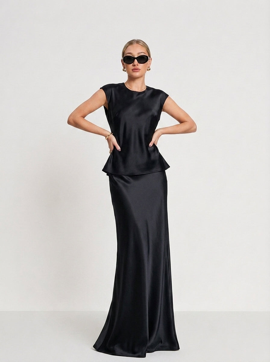 Acetate Satin Mermaid Maxi Skirt