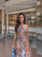 Robe midi fleurie Elowen à col halter