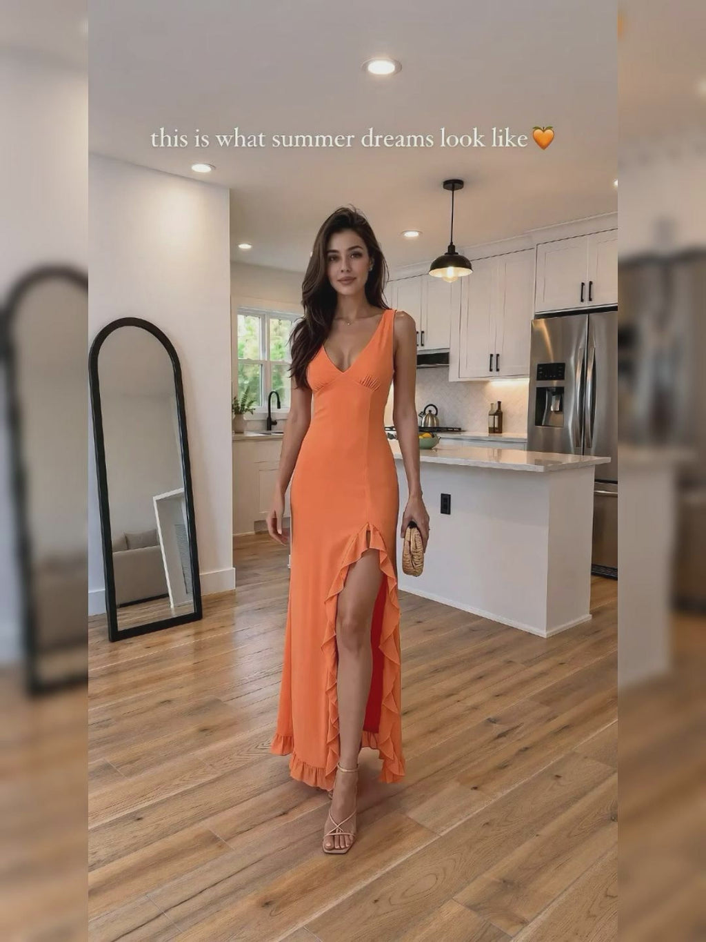 Ava Ruffle High Slit Midi Dress