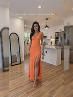 Ava Ruffle High Slit Midi Dress