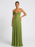 Halter Ruched Floor-Length Evening Maxi Dress