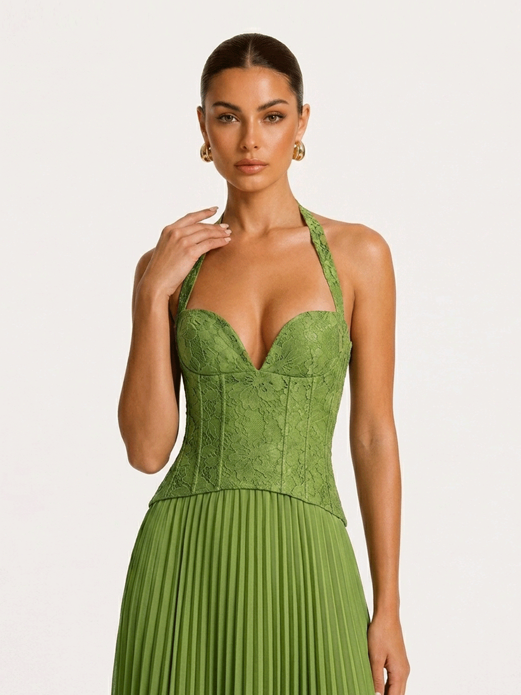 Halter Ruched Floor-Length Evening Maxi Dress