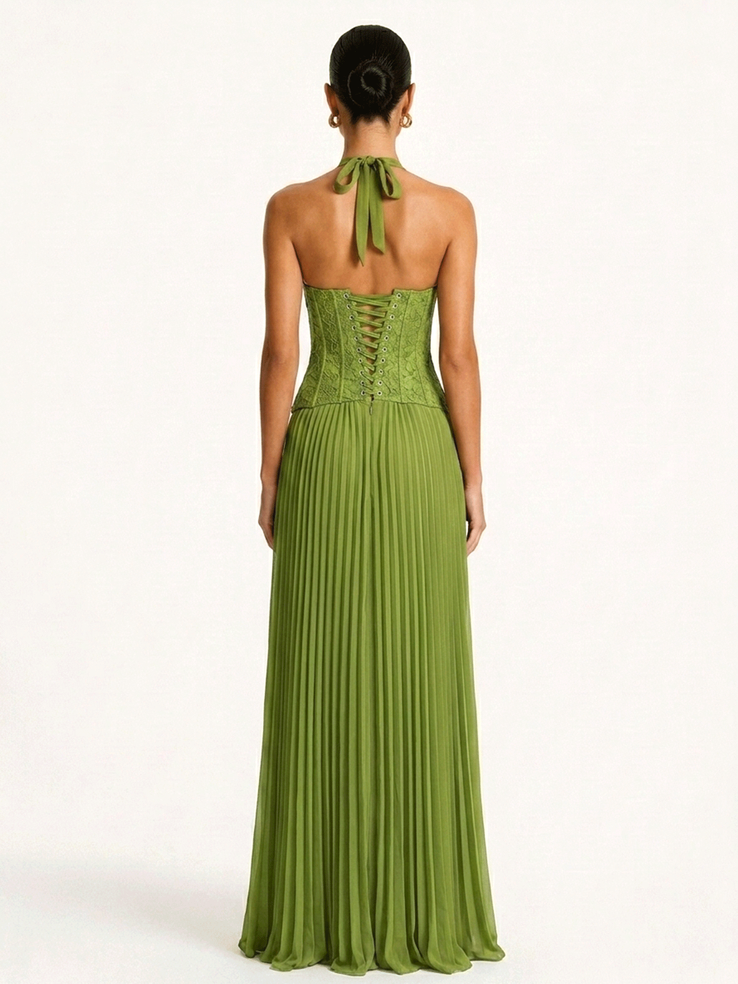 Halter Ruched Floor-Length Evening Maxi Dress