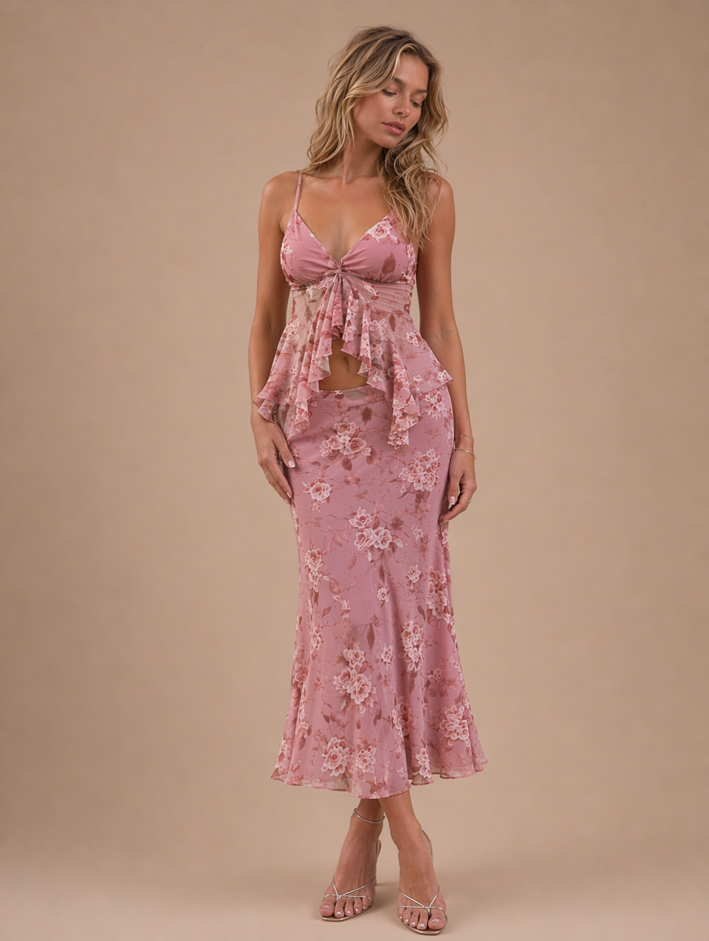 Floral Chiffon 2 Piece Outfit