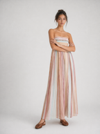 Zephrina Striped Pleated Bandeau Dress