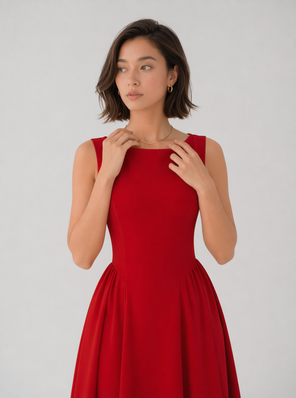 Zephrina Sleeveless Back Cutout Fit & Flare Midi Dress