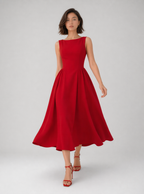 Zephrina Sleeveless Back Cutout Fit & Flare Midi Dress
