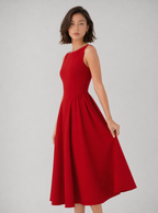Zephrina Sleeveless Back Cutout Fit & Flare Midi Dress