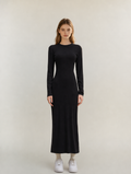 Long Sleeve Ribbed Knit Maxi Dress