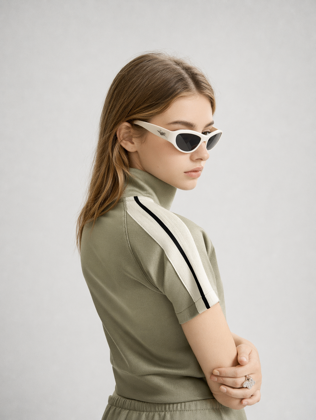 Cropped Zip-Up Mock Neck Short Sleeve Jacket