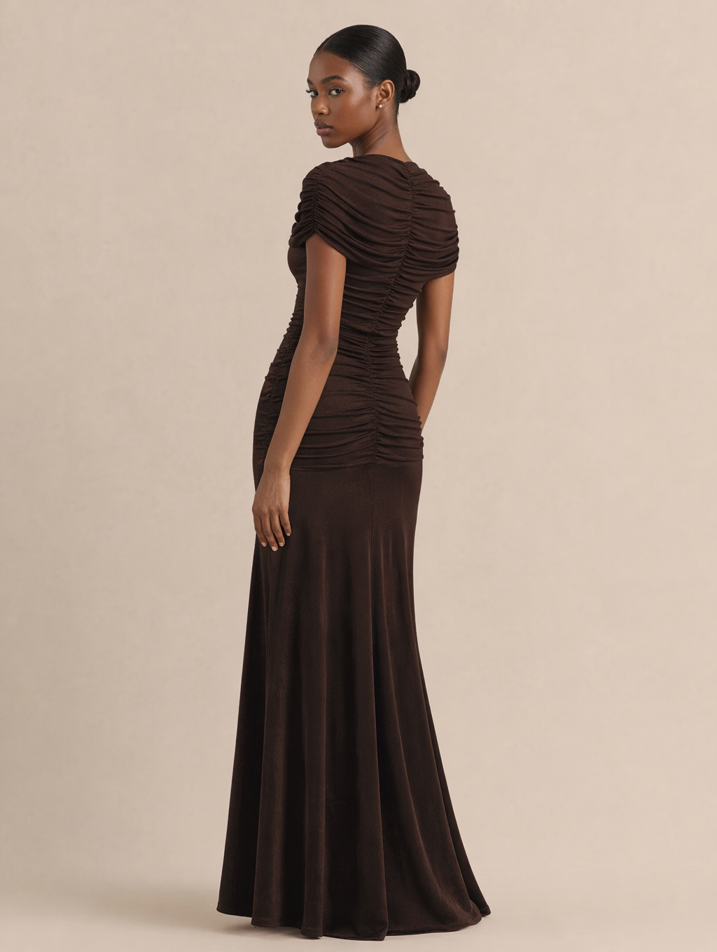 Draped Sleeveless Long Dress