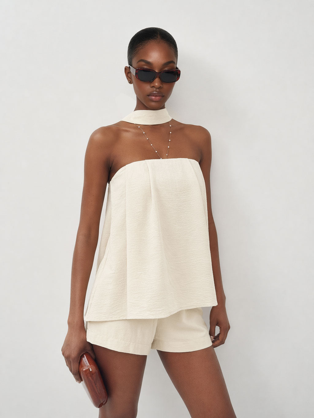Elegant Halter Neck Tube Top & Shorts Set