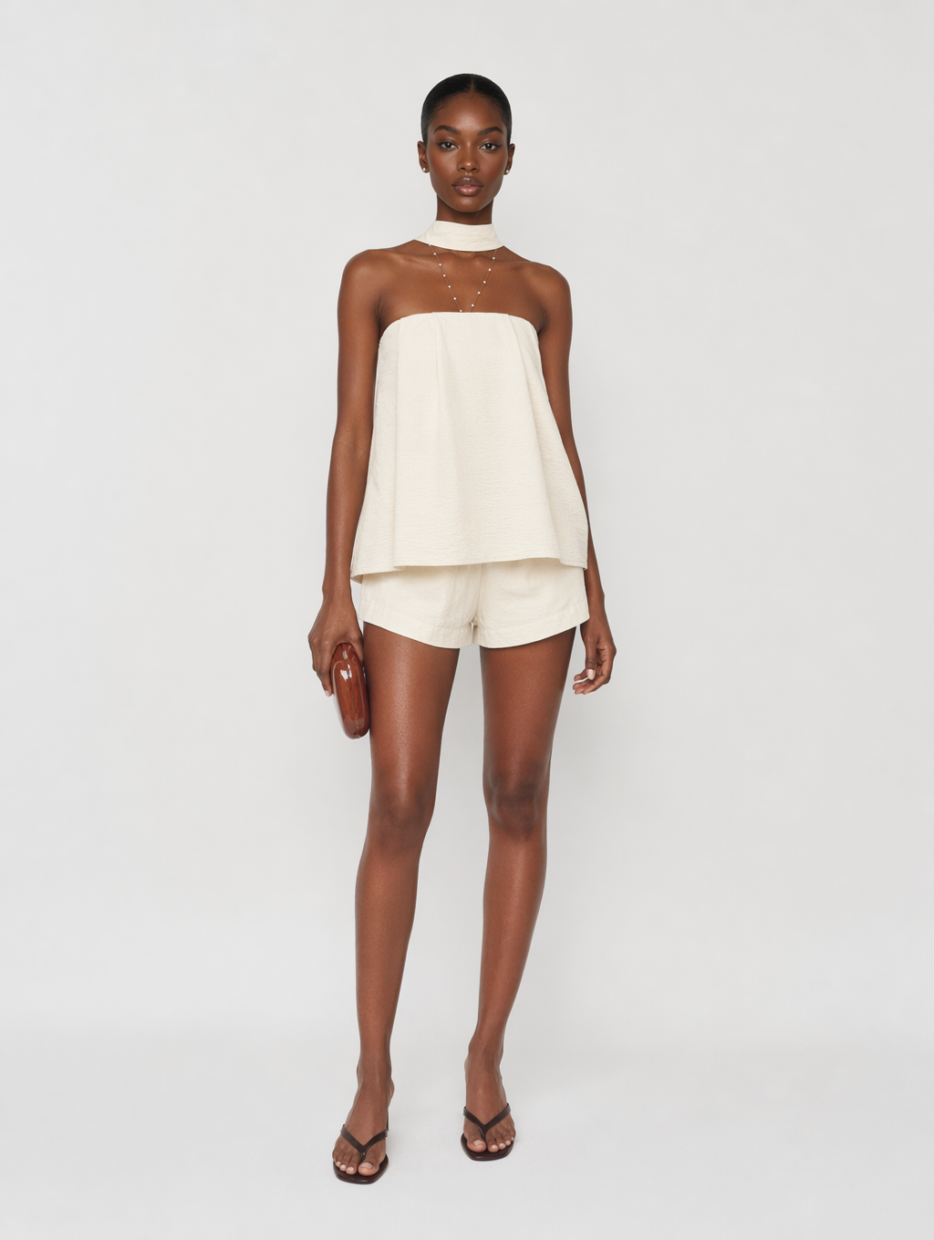 Elegant Halter Neck Tube Top & Shorts Set