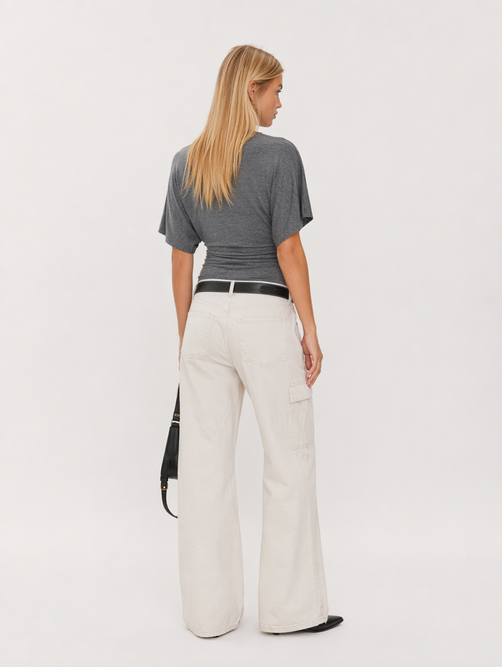 Ruched V-Neck Batwing Sleeve Top