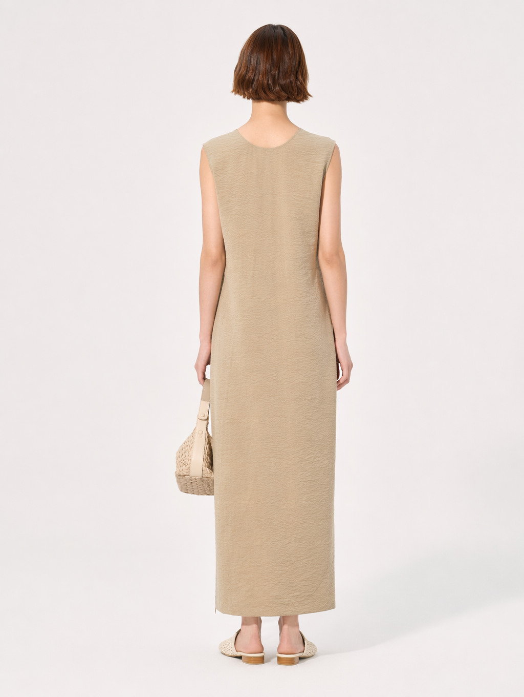 Sleeveless V-Neck Mulberry Silk Midi Dress