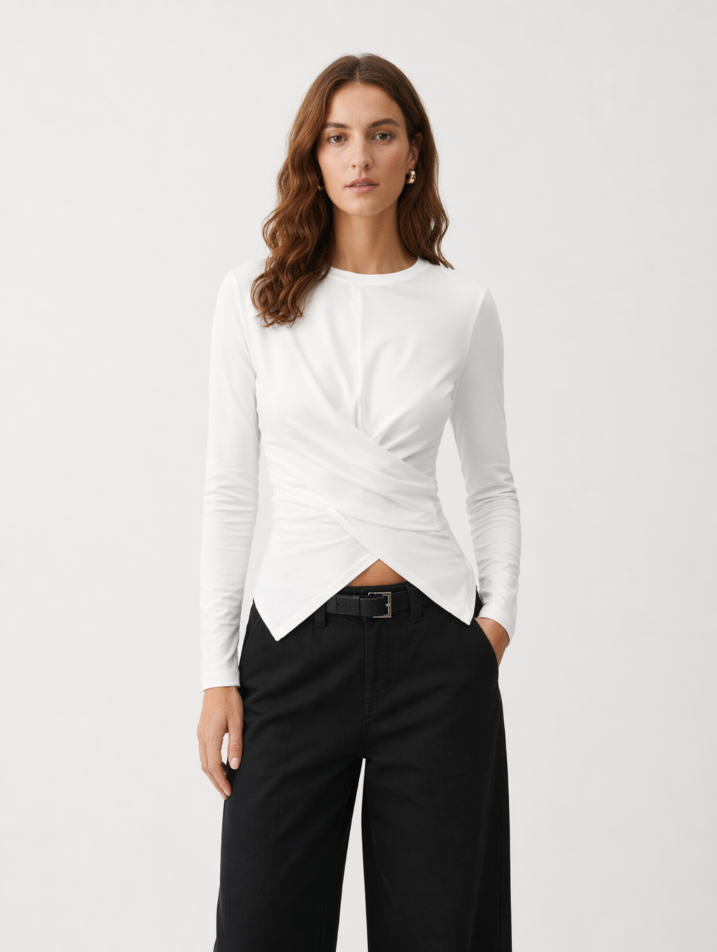 Twist-Front Long Sleeve Top