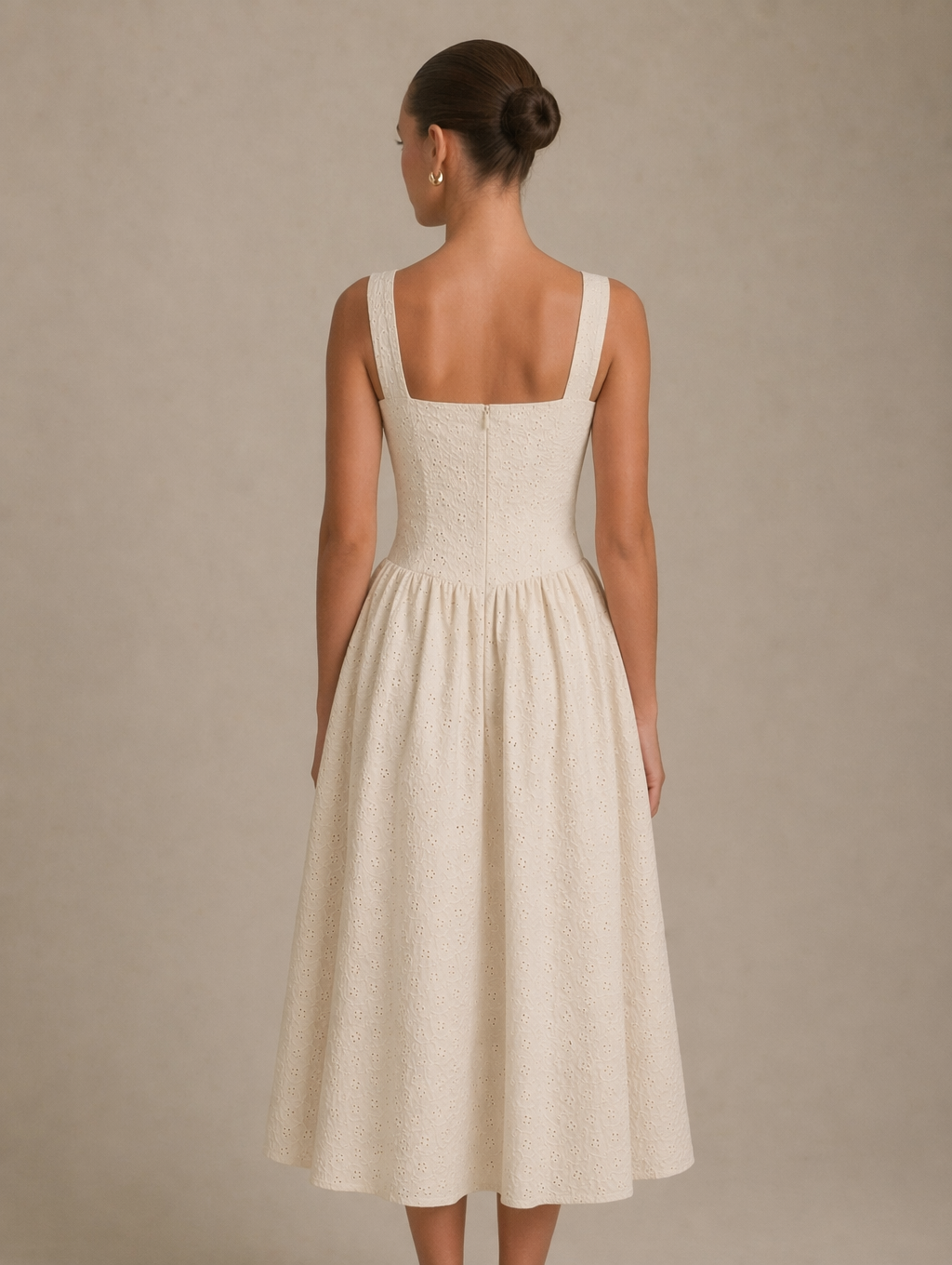 Embroidered Corset Midi Dress